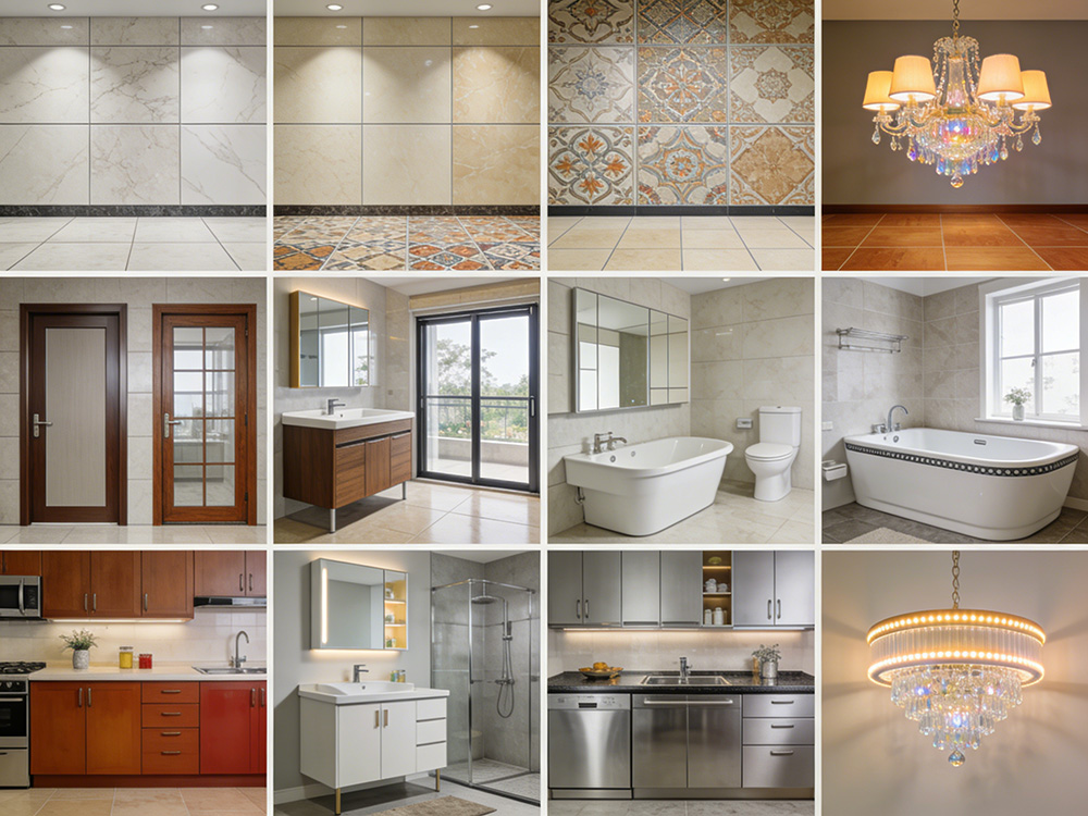 瓷磚、地板、門(mén)窗、衛浴、櫥柜、燈具